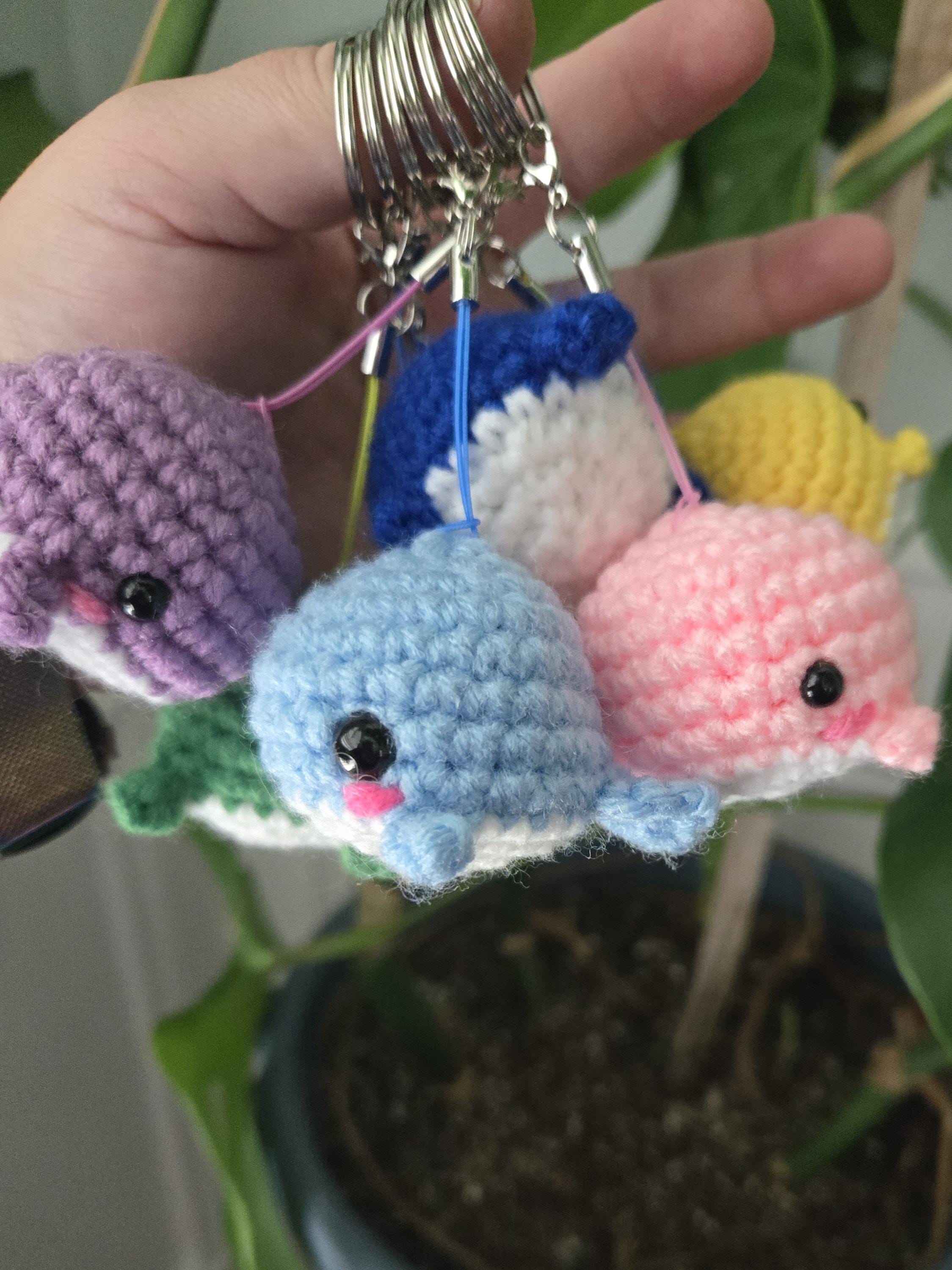 Mini Crochet Whale Plush – or keychain - Handmade Blue & White Whale – Cute Ocean Animal Gift – Tiny Stuffed Whale Toy - Thumbnail 2