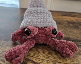 Crochet Hermit Crab Plush – Removable Shell Amigurumi – Handmade Sea Creature Plushie – Ocean Animal Toy – Cute Marine Gift