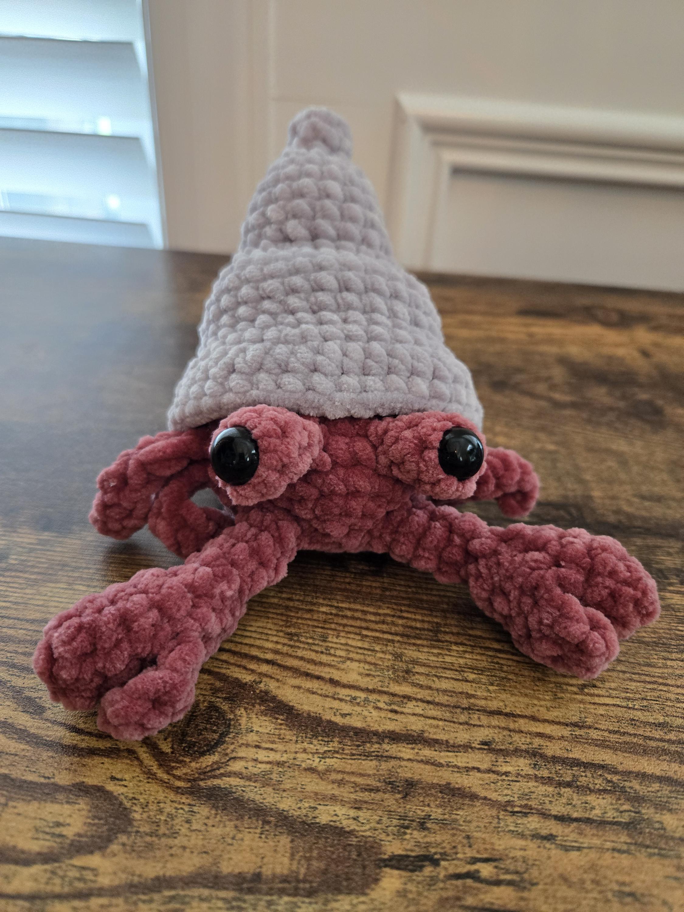Crochet Hermit Crab Plush – Removable Shell Amigurumi – Handmade Sea Creature Plushie – Ocean Animal Toy – Cute Marine Gift