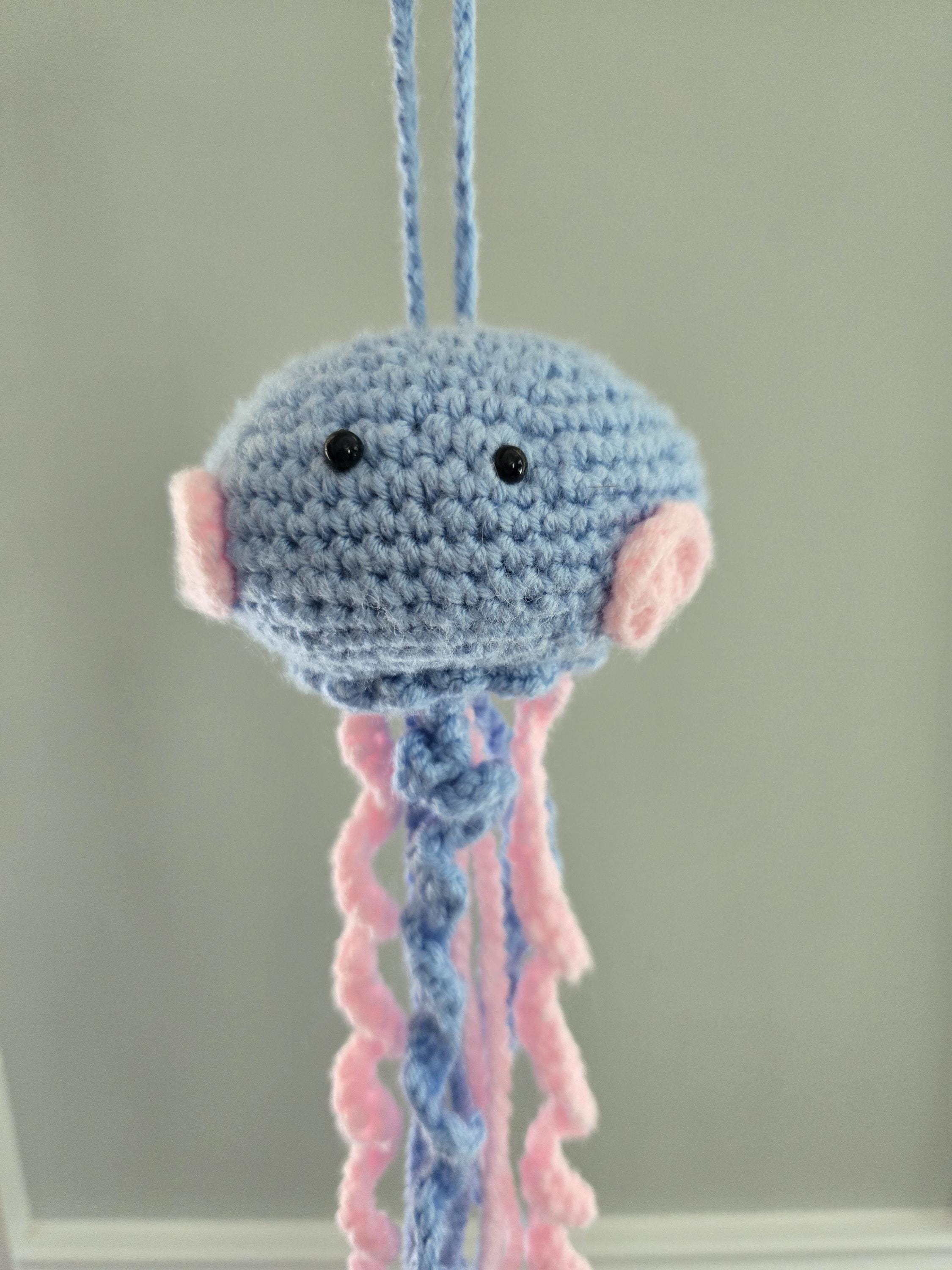 Hanging Jellyfish Plush – Crochet Jellyfish Toy – Ocean Nursery Decor – Sea Creature Plush – Sensory Tentacle Toy – Soft Handmade Gift - Thumbnail 2