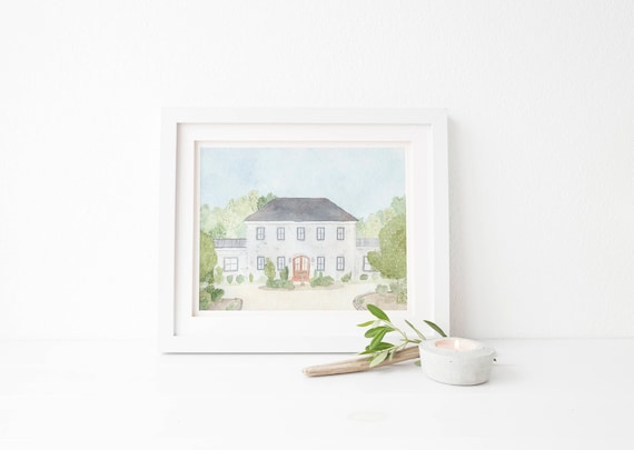 11x14 Custom Watercolor House Painting