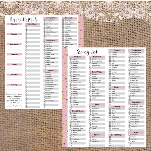 Foldable Grocery List Printable for New Half Sheet Classic | Etsy