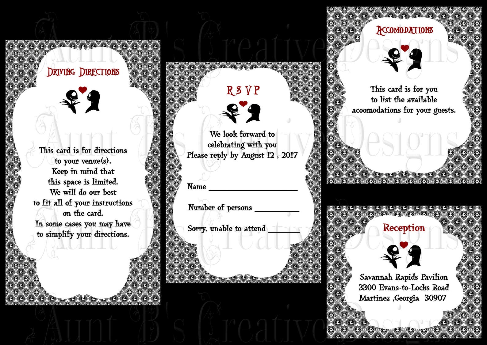 Jack and Sally Wedding Invitation set/ Nightmare Before | Etsy