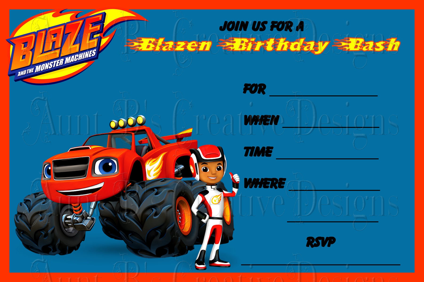 blaze-birthday-invitation-blaze-birthday-blaze-invitation-etsy