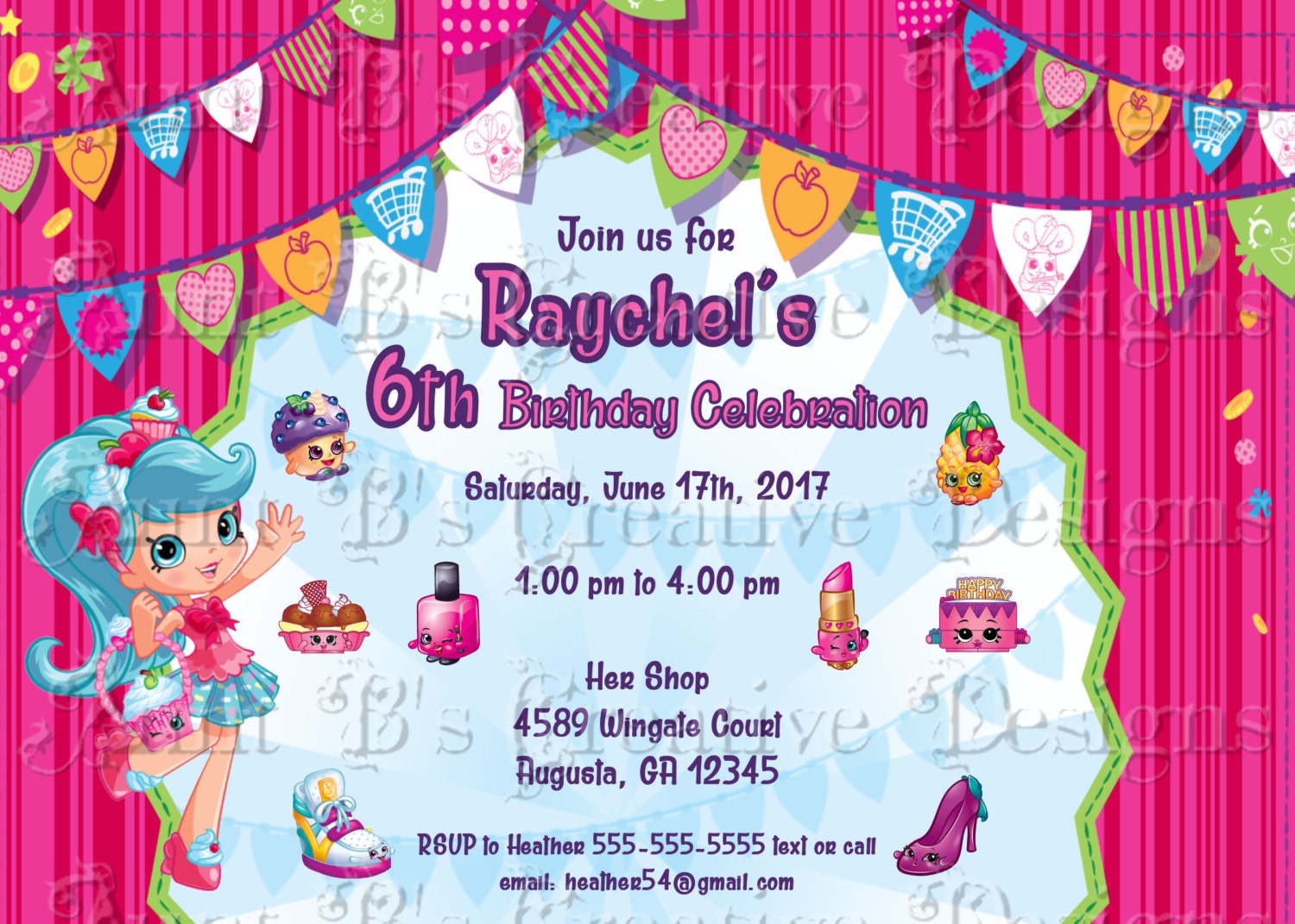 Shopkins Birthday Invitation Jessicake Shopkins Birthday Etsy