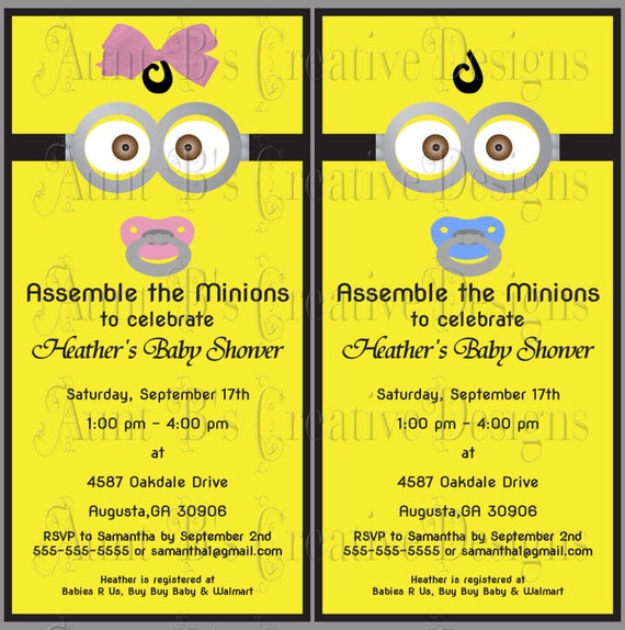 minion baby shower invitations