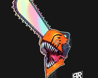 Chained Saw Dan - Holographic Iridescent Vinyl Sticker