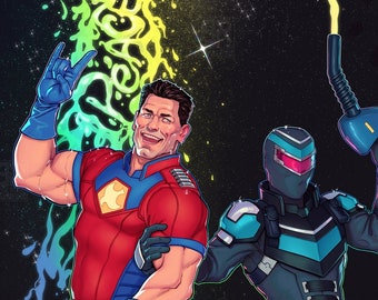 Peace man Cena and Friend LIMITED EDITION - Shimmery metallic effect Art Print