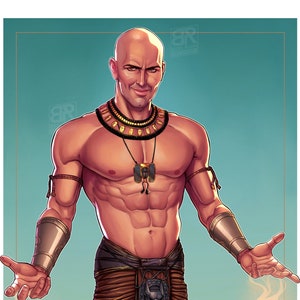 LIMITED EDITION Sparkly Metallic Imhotep The Mummy Art Print Poster image 1