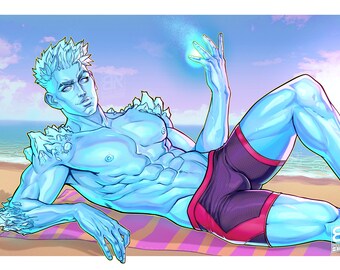 Iced Man LIMITED EDITION - Sparkly metallic effect Art Print