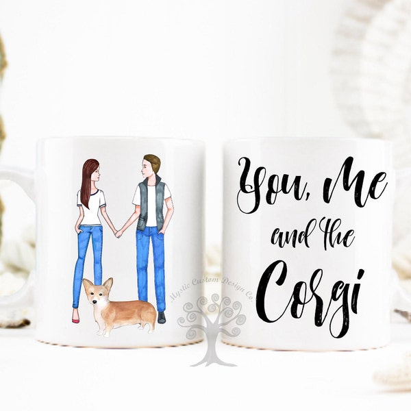 You, Me and The Corgi Mug, Corgi Mug, Tri - Colored Corgi mug, Gift For Girlfriend, Corgi Gifts, Corgi Lover Gift, Corgi Owner Gifts, Corgi