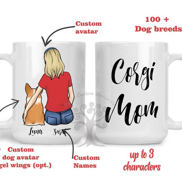 Personalized Corgi Mug, Pembroke Welsh Corgi, Tri-color Corgi Mug, corgi lover gift, Corgi Mom Gift, Corgi Parent Gift, Custom Dog Mom
