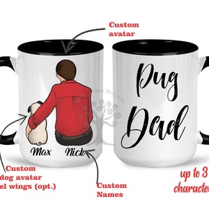 Pug mug, Pug gift, Pug Dad Mug, Pug Dad, Dog Dad, Funny Pug Mug, Gift For Pug Lovers, Pug Parent Gift, Pug Dad Gift, Custom black pug