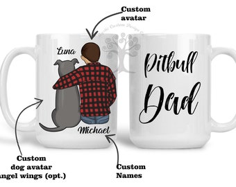 Personalized Pitbull Mug, Pitbull Mug, Pitbull Gifts, Pitbull Dad Gift, Pitbull Parent Gift, Custom Dog Dad, American Staffordshire Terrier