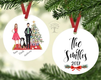 Custom Family Ornament, Bernese Mountain Dog Ornament, Personalized Christmas Ornament, Bernese Gift, Bernese Ornament, Bernese Lover gift