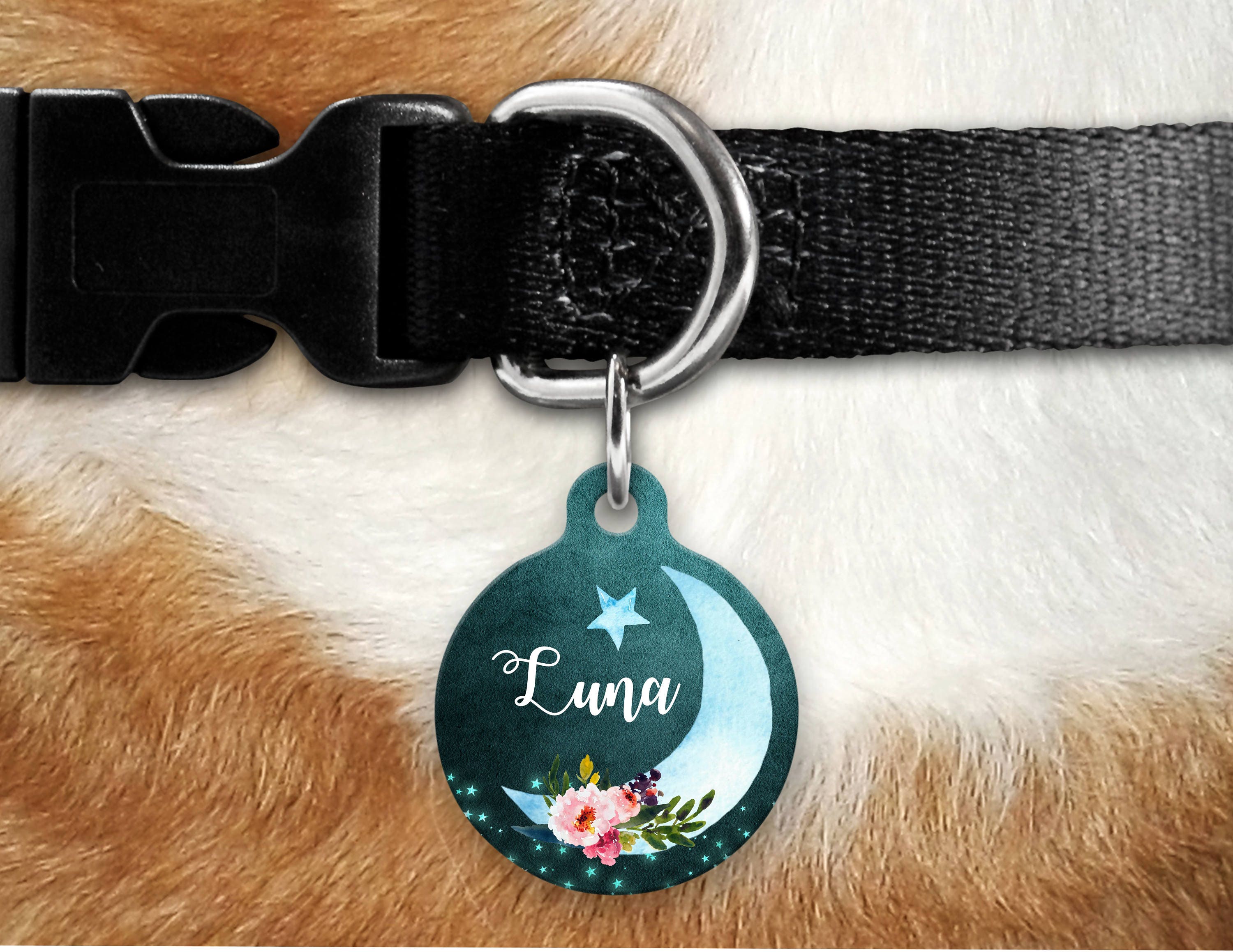 Moon Pet Tag Girly Pet Tag Dog Tag For Dogs Personalized | Etsy