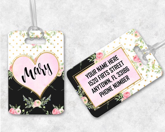 girly luggage tags