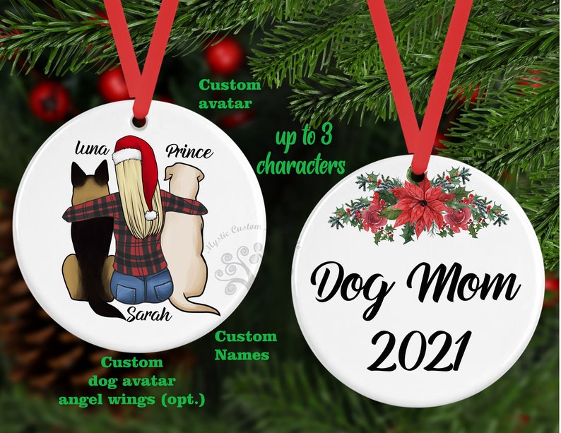 Custom Dog Mom Ornament Girl And Dog Ornament Dog Christmas image 1