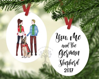 You, me and the German Shepherd Ornament, Personalized Christmas Ornament, German Shepherd Ornament, Dog Ornament, German Shepherd Gift