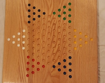 Solid Oak Chinese Checkers