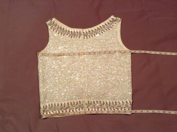 Vintage 1950s 1960s Sequin and Rhinestone Top - image 9