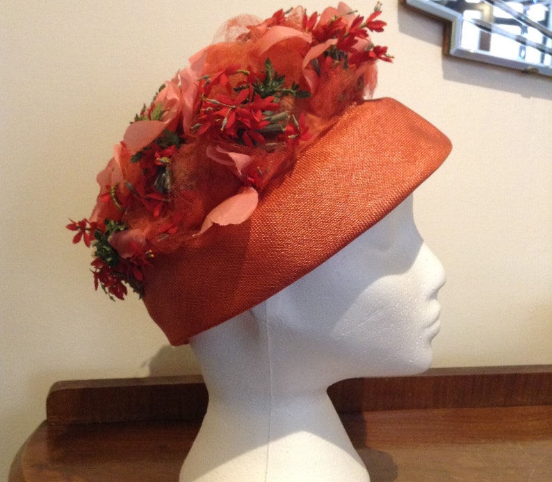 Vintage 1960s Floral Hat By Webron image 1