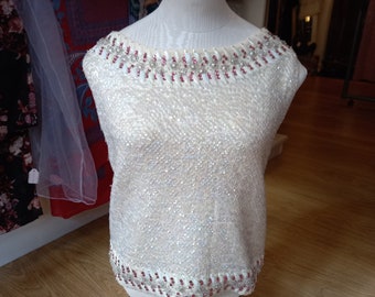 Vintage 1950s 1960s Sequin and Rhinestone Top