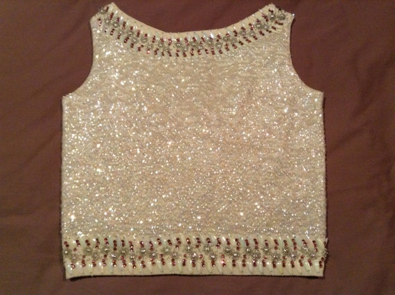 Vintage 1950s 1960s Sequin and Rhinestone Top - image 3