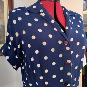1950s Blue Polka Dot Dress