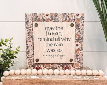 Wildflowers Wooden Sign, Unique Wall Decor, Inspirational Quote Sogn, Tiered Tray Sign, Floral Home Decor, Wildflower Quote Sign