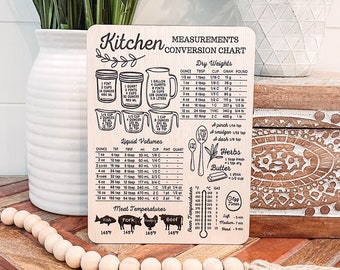 Imán para nevera con tabla de conversión de cocina, tabla de medición de cocina, tabla de conversión de medidas, regalo de cocina, regalo para mamá, regalo de ducha