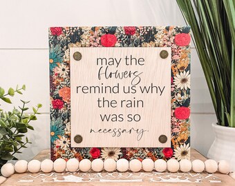 Wildflowers Wooden Sign, Unique Wall Decor, Inspirational Quote Sogn, Tiered Tray Sign, Floral Home Decor, Wildflower Quote Sign