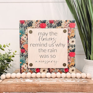 Wildflowers Wooden Sign, Unique Wall Decor, Inspirational Quote Sogn, Tiered Tray Sign, Floral Home Decor, Wildflower Quote Sign