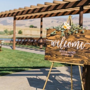 Welcome Wedding Sign, Wedding Decor, Wedding Ceremony Sign, Wedding Sign, Rustic Wedding, Rustic Chic Wedding, Customizable Sign image 1