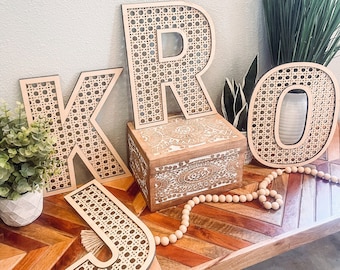 Rattan Letter, Rattan Initial, Rattan Nursery Decor, Boho Decor, Cane Letter, Cane Initial, Cane Weave Letter, Boho Wedding Decor, Wicker