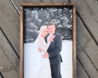 Wood Framed Photo, 5th Anniversary Gift, Photo on Wood, Wood Photo Sign, Photo Sign, Custom Photo Prints, Valentines Gift