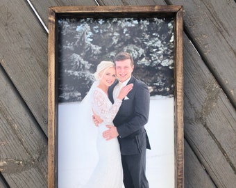 Wood Framed Photo, 5th Anniversary Gift, Photo on Wood, Wood Photo Sign, Photo Sign, Custom Photo Prints, Valentines Gift