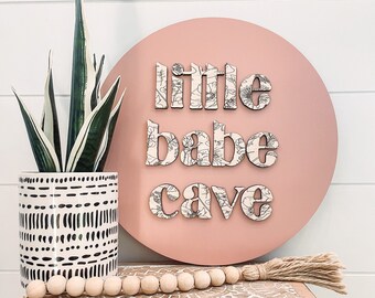 3D Little Babe Cave Nursery Sign, Laser Cut Nursery Sign, Babe Cave Baby Room Sign, Boho Floral Decor, Baby Shower Decor, Boho Shower Gift
