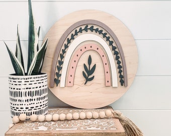 Letrero de guardería Boho Rainbow 3D, letrero de guardería cortado con láser, letrero de habitación para bebés, decoración de guardería Boho, letrero de arco iris 3D, decoración de baby shower, regalo de ducha
