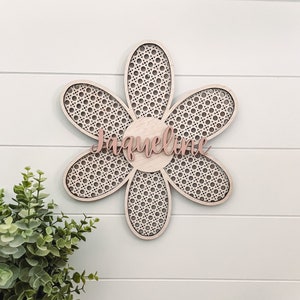 Flor de vime personalizada, decoração de berçário de vime, decoração boho, decoração de flor boho, inicial de cana, carta de tecelagem de cana, decoração de casamento boho, vime