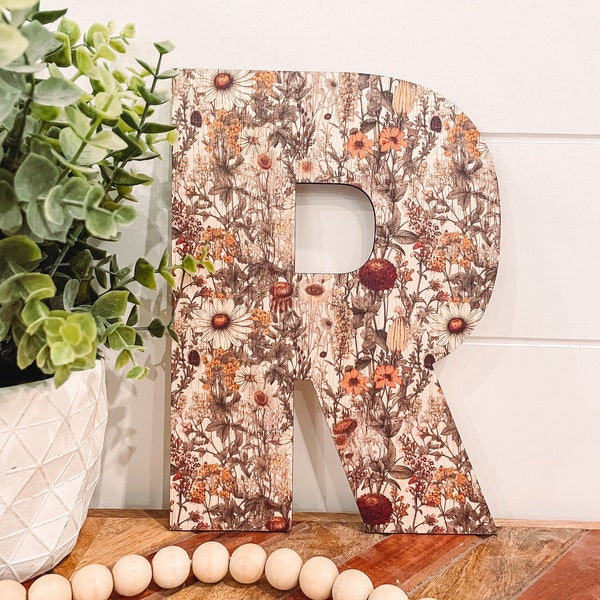 Wildflower Letter, Flower Initial, Floral Nursery Decor, Boho Decor, Floral Baby Name Sign, Floral Letter, Floral Initial, Wooden Letter