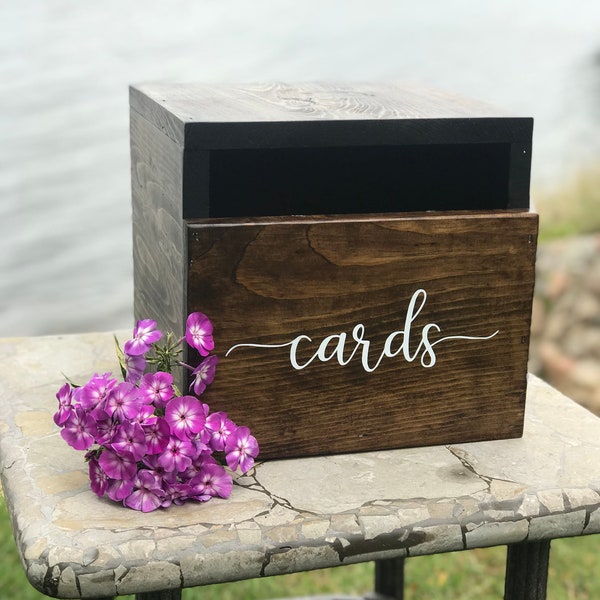 Wooden Card Box - Custom Rustic Wedding Box - Wooden Card Box with Slot