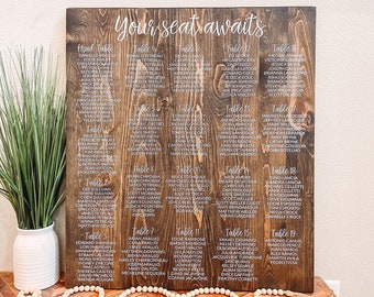 Seating Chart Wedding Sign, Your Seat Awaits Sign, Wedding Seating Chart, Wooden Seating Chart Sign, Wedding Decor, Rustic Wedding Sign
