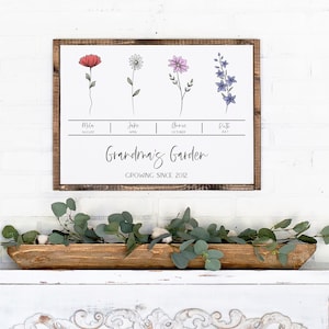 Grandma's Garden Wooden Sign, Birth Month Flower Sign, Mother's Day Gift, Mother's Day Sign, Mom's Garden Birth Flower Sign, Floral Sign