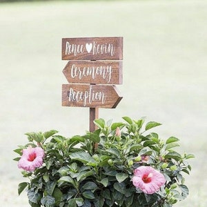 Directional Wedding Signs, Wedding Arrow Sign, Receptions Sign, Ceremony Sign, Bar Sign, Rustic Wedding Sign, Pointing Signs, Guide Signs image 2