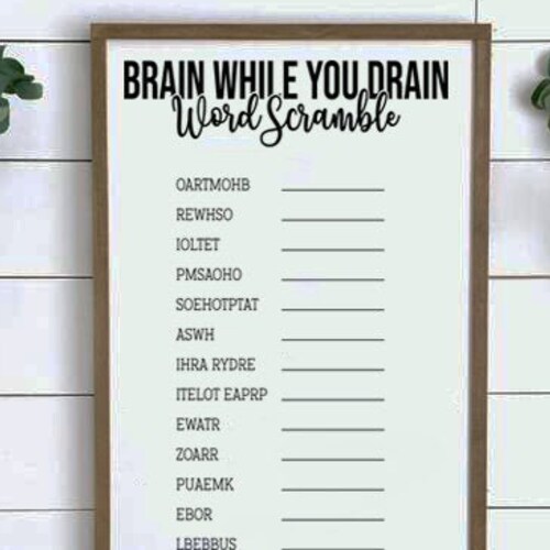 Word Scramble Bathroom Word Search Wooden Sign Bathroom Etsy