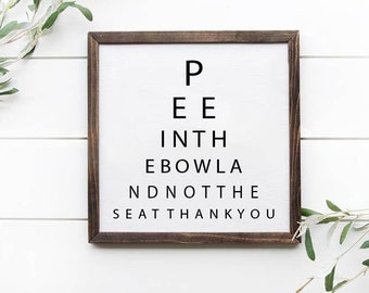 Pee in the Bowl and Not on the Seat Wooden Framed Sign, Bathroom Wooden Sign, Bathroom Decor, Funny Bathroom Signs, Funny Bathroom Decor