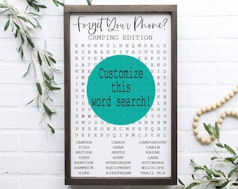 Customized Bathroom Word Search Wooden Sign, Bathroom Decor, Rustic Farmhouse Wooden Sign, Funny Bathroom Signs, Housewarming Present
