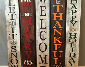 4 ft Reversible Rustic Welcome Let it snow Porch Sign