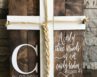 A Cord Of Three Strands Sign, A Cord of 3 Strands, Ecclesiastes 4:9-12, Wedding Ceremony Sign, Unity Ceremony Sign, Rustic Wedding Gift